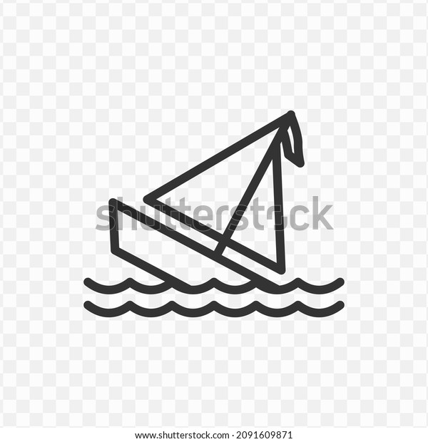 Vector illustration of sinking ship icon\
in dark color and transparent\
background(png).