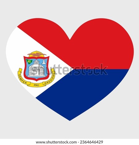 Vector illustration of the Sint Maarten flag with a heart shaped isolated on plain background. I love Sint Maarten. Happy Independence Day