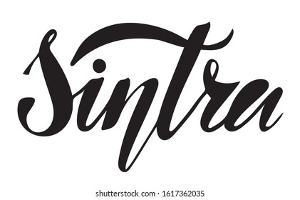 Vector illustration of Sintra, the name of a town in Portugal, text for logotype, t-shirt, banner, magazine, poster, decoration, postcard. Sintra calligraphy background. Sintra lettering. EPS 10.