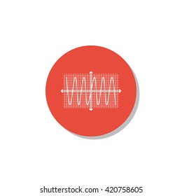 Vector illustration of Sinusoid sign icon on red circle background.