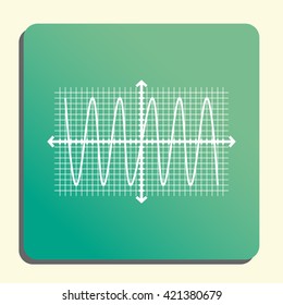 Vector illustration of Sinusoid sign icon on green light background.