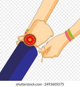 Vector illustration of sister tying rakhi to brother on transparent background