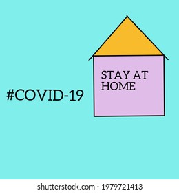 vector illustration of sit at home caused by covid-19 pandemic as poster or advertisement