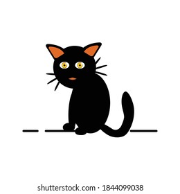 Vector illustration of a sitting black cat. for logo, mascot, symbol, icon and emblem
