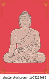 Vector illustration of sitting Buddha.