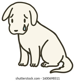 Vector illustration of a sitting dog with tear drop