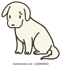 Vector illustration of a sitting dog with troubled face