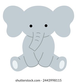 Vector illustration of a sitting elephant. Icon, animal