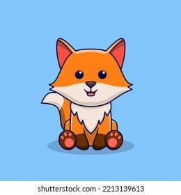 Vector illustration of a sitting fox cartoon 