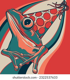 ilustración vectorial de rana sentada. dibujo digital