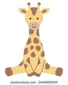 Vektorillustration einer sitzenden Giraffe. Symbol, Tier