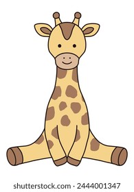 Vector illustration of a sitting giraffe. Icon, animal