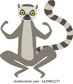 Vector illustration of sitting lemur isolated on white background