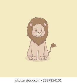 A Vector illustration of a Sitting Lion. Suitable for product with zoo concept, jungle concept, cute concept, kids product, sticker, greeting card, baby shower concept, birth card, etc