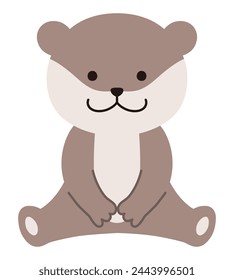 Vector illustration of a sitting otter. Icons, animals