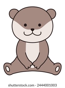 Vector illustration of a sitting otter. Icons, animals