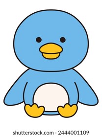 Vector illustration of a sitting penguin. Icon, bird