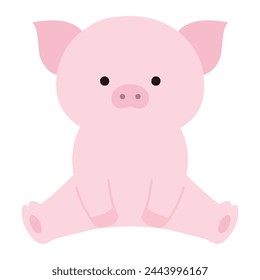 Vector illustration of a sitting pig. Icon, animal, pig