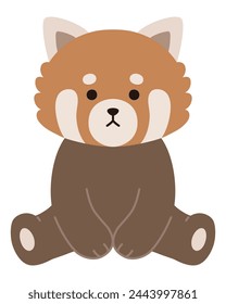 Vector illustration of a sitting red panda. Icons, animals