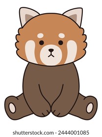 Vector illustration of a sitting red panda. Icons, animals