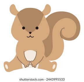 Vector illustration of a sitting squirrel. Icons, animals
