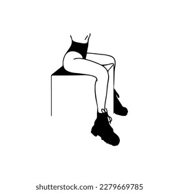  vector illustration of a sitting woman's body