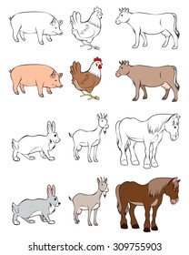 Vector illustration of a six animals set