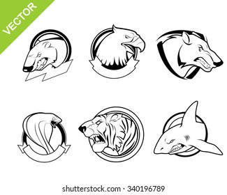 Vector illustration of a six animals set