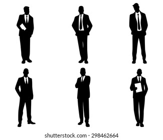 Vector illustration of a six businessman silhouettes