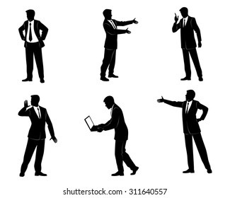 Vector illustration of a six businessman silhouettes