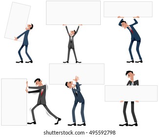 Vector illustration of a six businessmen with banners