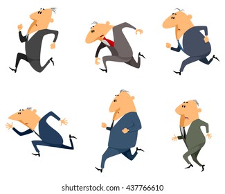 Vector illustration of a six businessmen running 