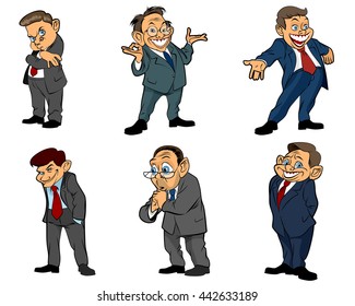 Vector illustration of a six businessmen set