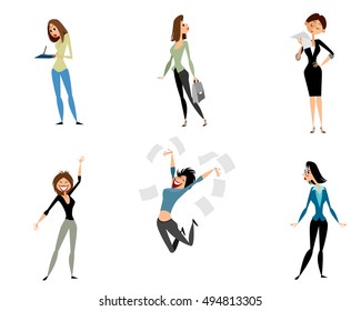 Vector illustration of a six businessmen set