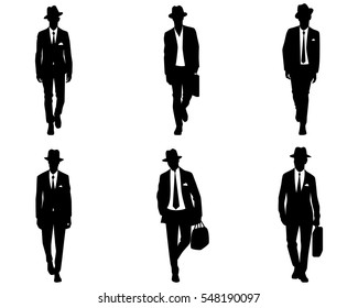 Vector illustration of a six businessmen set