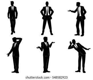 Vector illustration of a six businessmen set