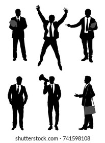 Vector illustration of a six businessmen set