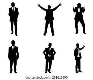 Vector illustration of a six businessmen silhouettes