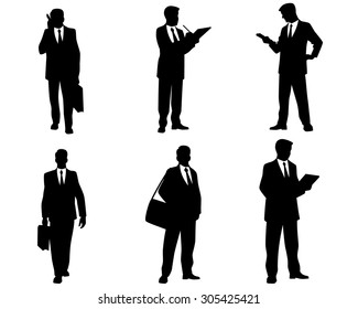 Vector illustration of a six businessmen silhouettes