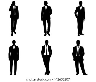 Vector illustration of a six businessmen silhouettes