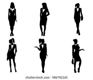 Vector illustration of a six businesswoman silhouettes