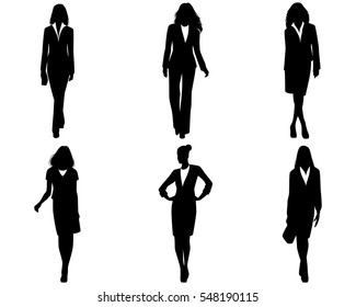 Vector illustration of a six businesswomen posing