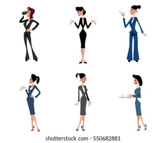 Vector illustration of a six businesswomen posing