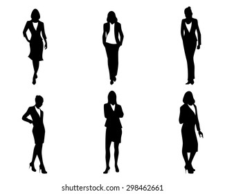 Vector illustration of a six businesswomen set