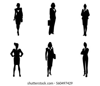 Vector Illustration Of A Six Businesswomen Silhouette