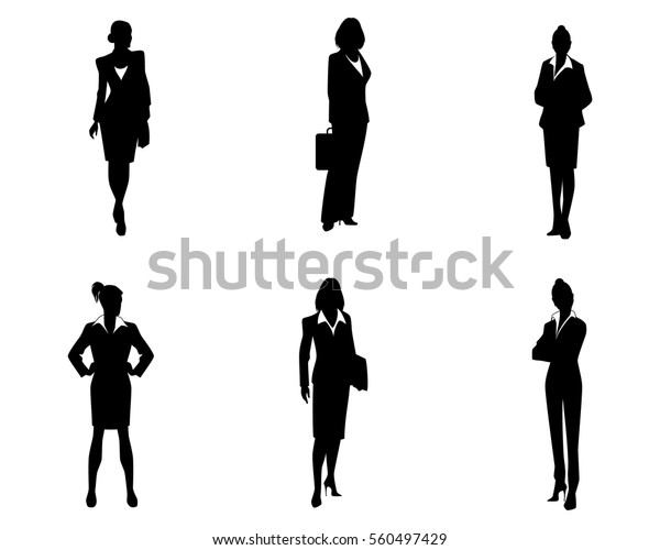 6人のビジネス女性シルエットのベクターイラスト のベクター画像素材 ロイヤリティフリー