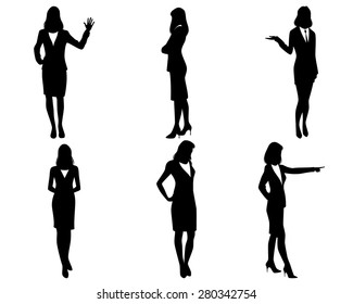 Vector illustration of a six businesswomen silhouettes