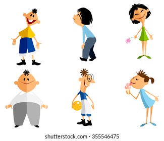 Vector illustration of a six children set
