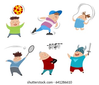 Vector illustration of a six children set