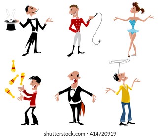 Vector illustration of a six circus artist